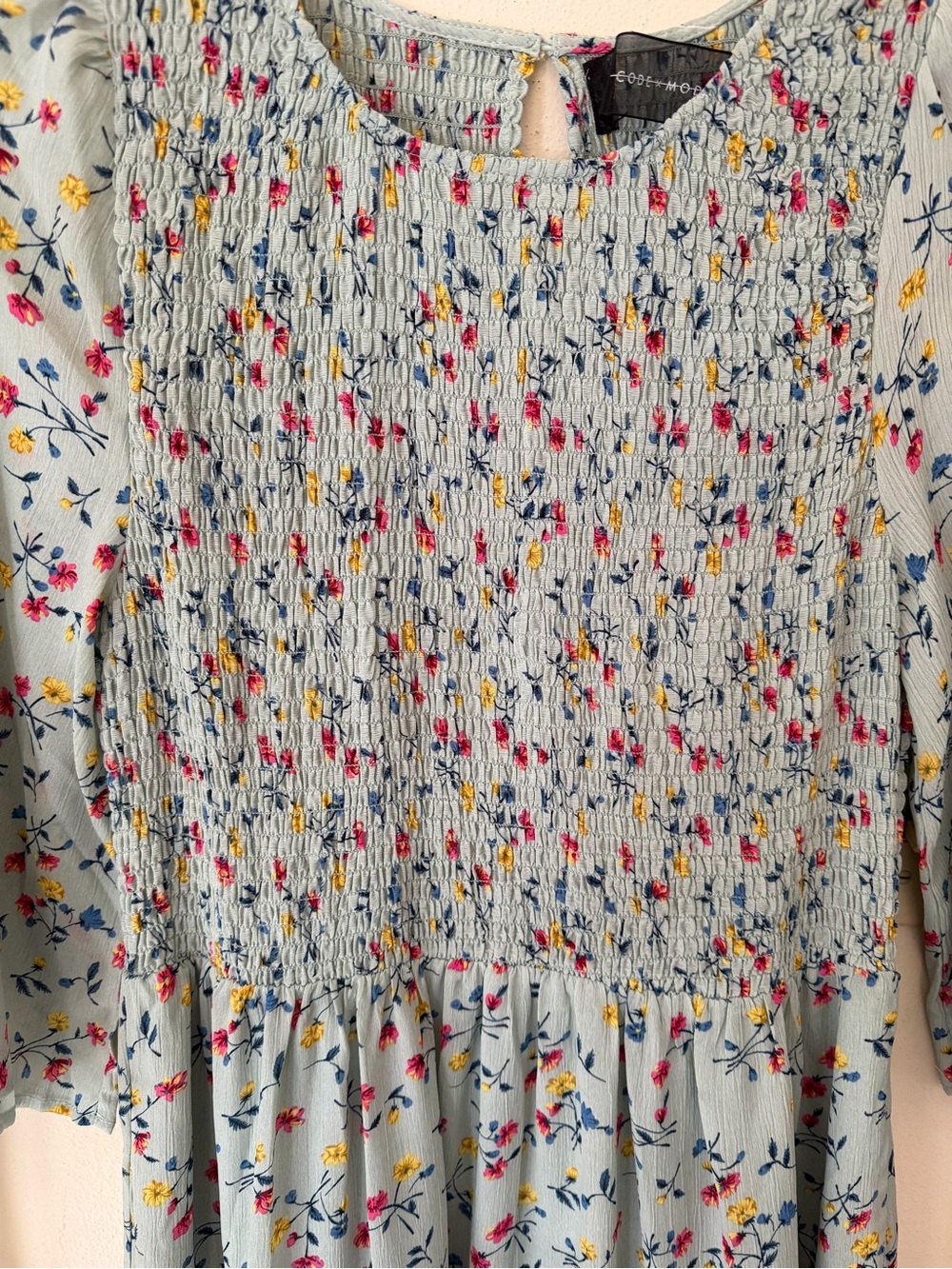 code x mode Light Green  Floral Smocked Maxi Dress